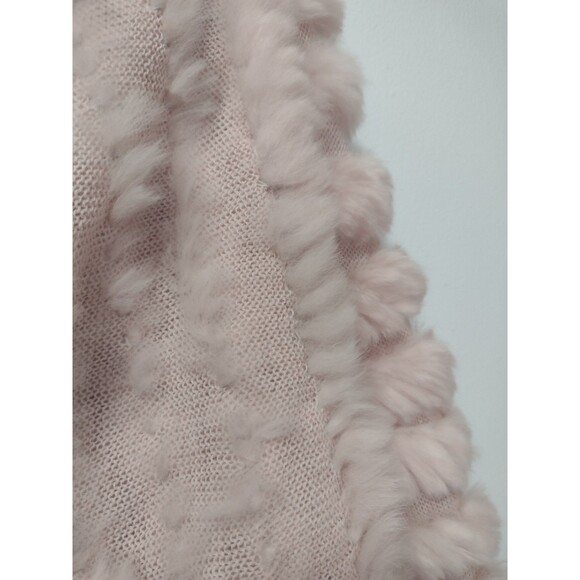 Christopher & Banks Rabbit Fur & Knit Light Pink Poncho Shawl Sweater One Size - Picture 9 of 12